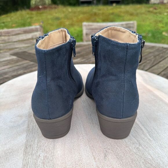 Journee Collection Womens Jayda Boots Size 7.5 Navy Blue Side Zip Faux Leather - Picture 7 of 10